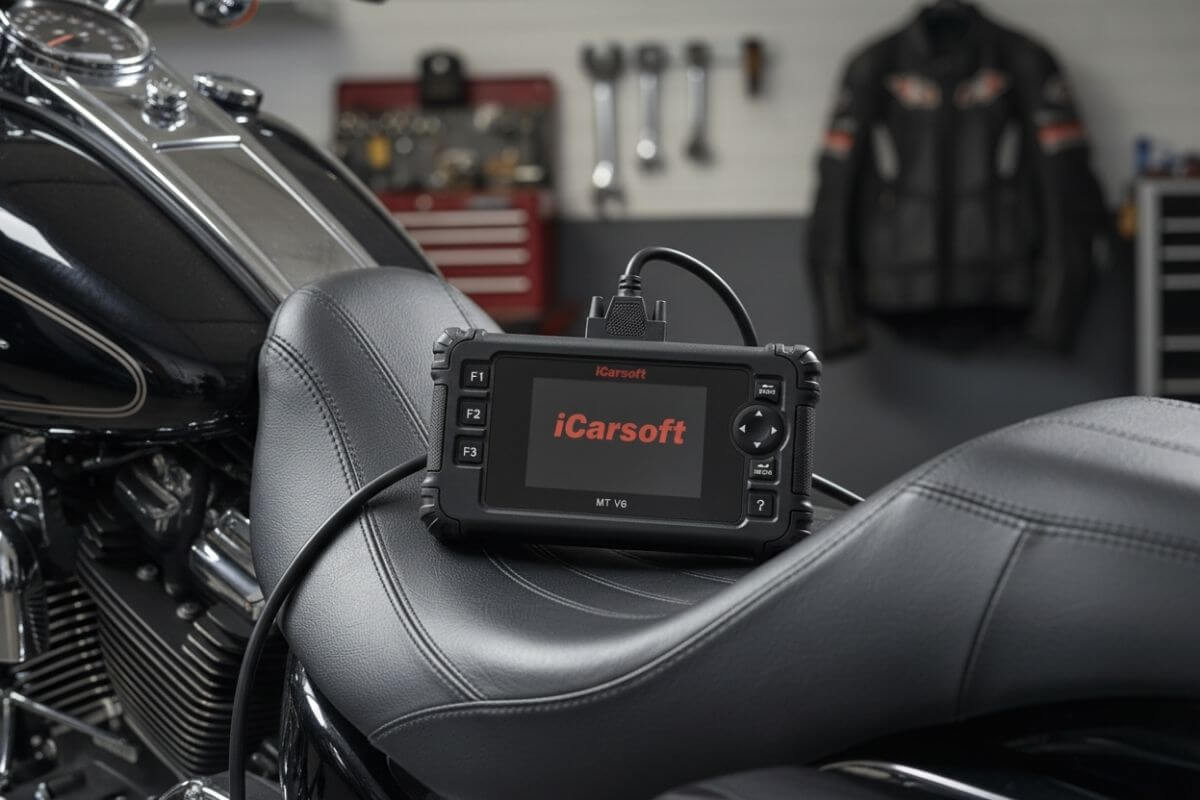 Diagnosegerät für Motorrad auf einem Motorrad